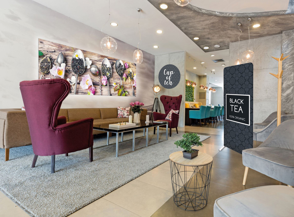 Décoration cadre tissu salon S’com Services