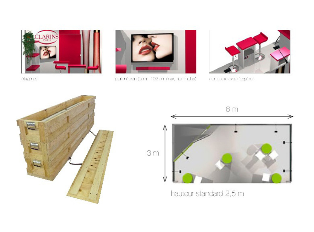Rangements Stand pré-monté 18m2 avec enseigne S’com Services
