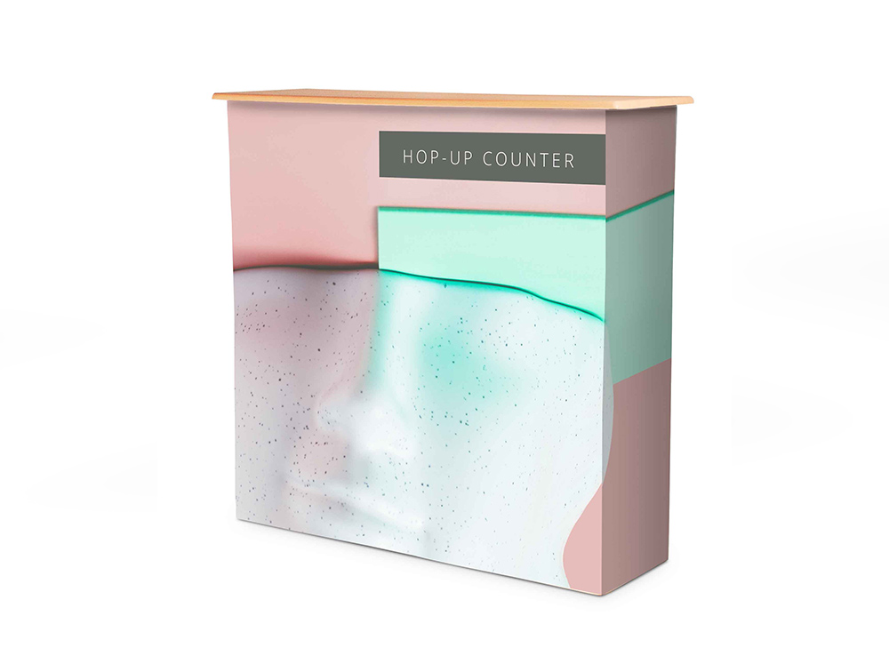 Comptoir pop-up tissu S’com Services