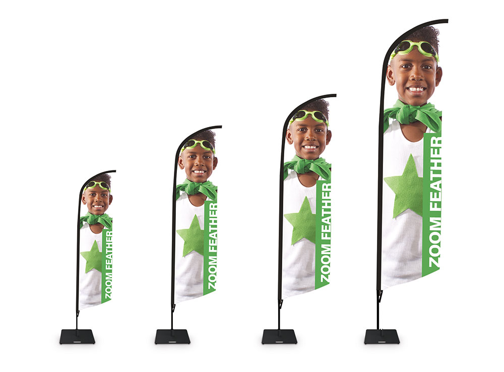 Différentes tailles de drapeaux publicitaires au choix