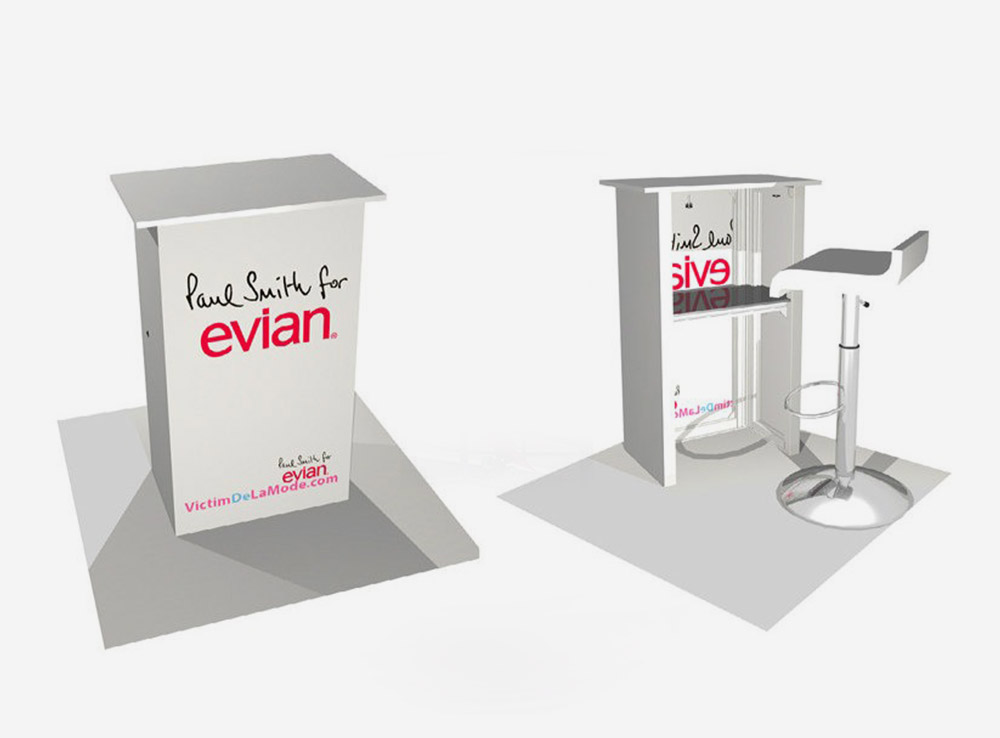Banque d’accueil modulaire pour la marque Evian