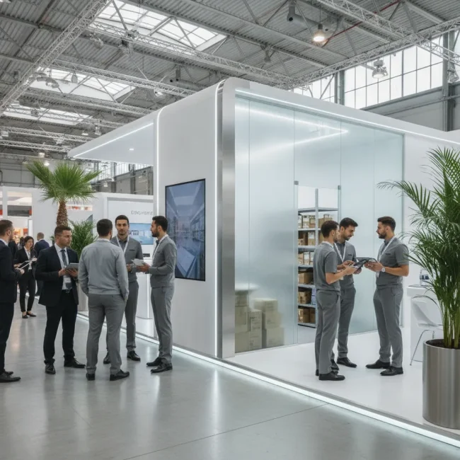 Stand avec réserve stockage salon | Guide 2026 - stand reserve stockage salon