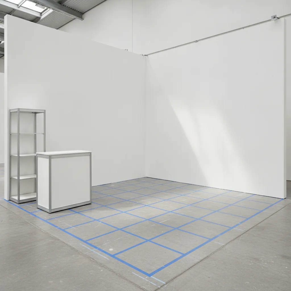 agencement circulation stand 9m²